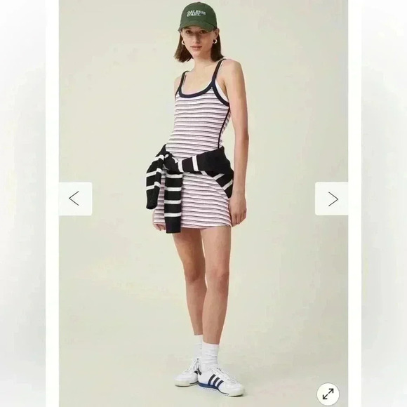 COTTON ON women’s Rib Contrast Cami Mini Dress nautical Soft curved neckline - Picture 3 of 11